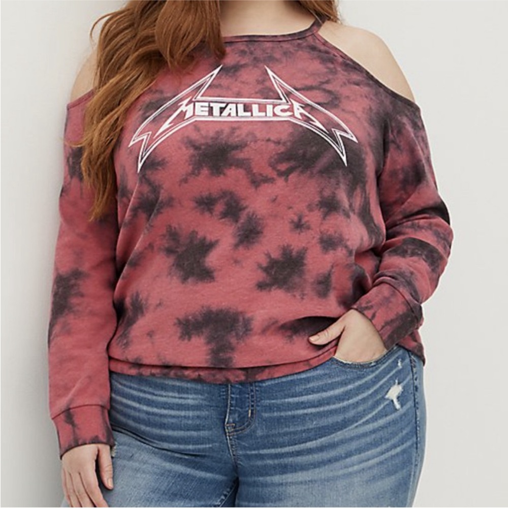 Torrid Metallica Shirt - Cold Shoulder Cutout Graphic Band Tee Plus 3X Tie Dye
